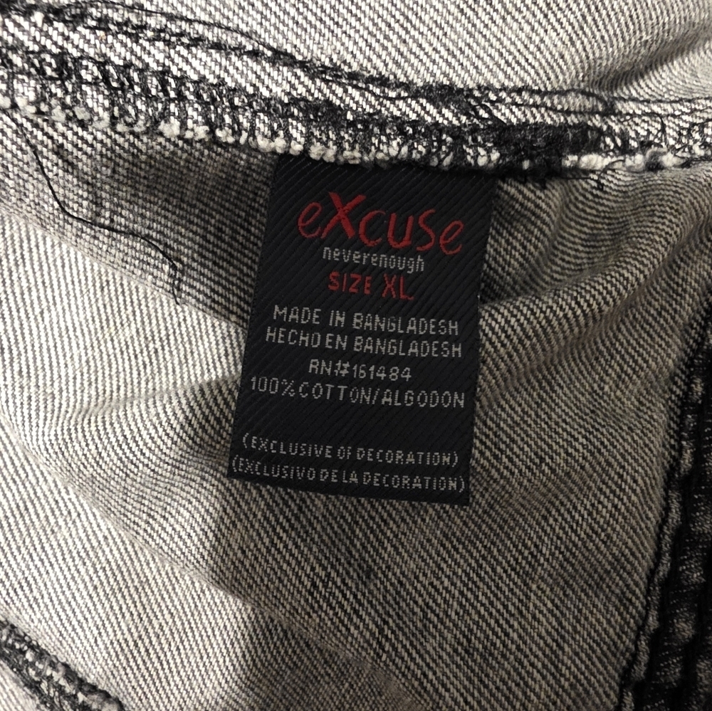 Excuse Gray Distressed Denim Jacket Size XL - Picture 5 of 7